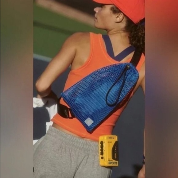 Free People FP Movement Mini Mesh Sling Bag Black NEW Double Bag - Picture 14 of 14